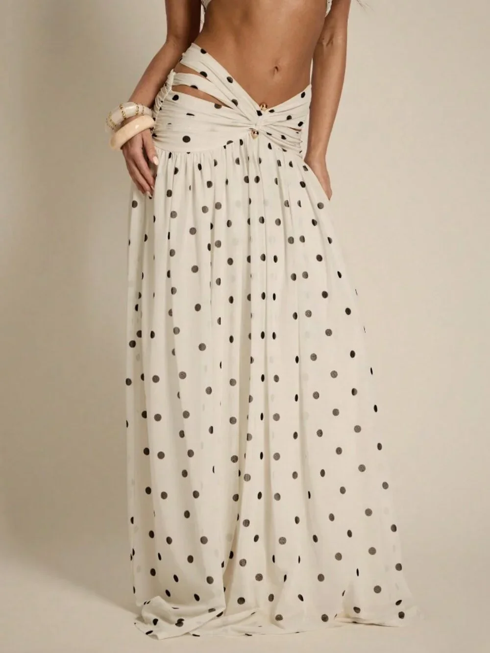 Polka Dot Women's Sexy Flowy Skirt - Picture 5 of 6